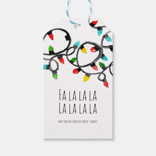 ホリデークリスマスライトシンプルラベル ギフトタグ (正面)