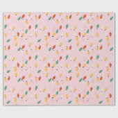 ホリデークリスマスライトミニマルレトロはっきりしたピンク ラッピングペーパー (フラット)