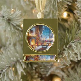 ホリデークリスマスラブ ゴールドプレートバナーオーナメント