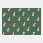 ホリデークリスマスラマパターンすてきおもしろいラッピング ラッピングペーパーシート (正面)