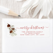 ホリデークリスマスリースとパインコーンブランチ ラベル (インサイチュ)