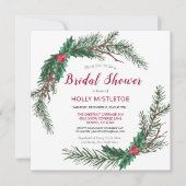 ホリデークリスマスリースブライダルシャワー 招待状 (正面)