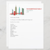 ホリデークリスマスレターテンプレートニューヨークスカイライン (正面/裏面)