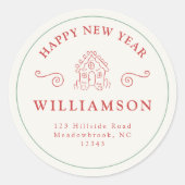 ホリデークリスマスレッドジンジャーブレッド差出人住所 ラウンドシール (正面)