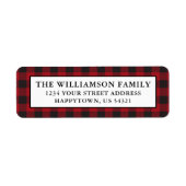 ホリデークリスマスレッドプレイド差出人住所ラベル ラベル (正面)