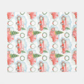 ホリデークリスマスレッドヴィンテージピックアップトラック  フリースブランケット (正面(横))