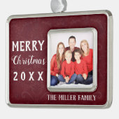 ホリデークリスマスレッドヴィンテージ記念の年の写真 シルバープレートフレームオーナメント (左)