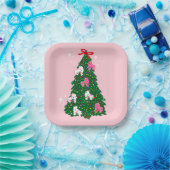 ホリデークリスマスローラースケートで滑るクリスマススケート ペーパープレート (パーティー)