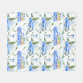 ホリデークリスマスヴィンテージピックアップトラック フリースブランケット (正面(横))