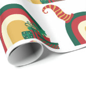 ホリデークリスマス小妖精や小人ハットレインボーギフト ラッピングペーパー (ロールコーナー)