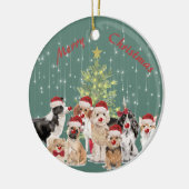 ホリデークリスマス愛犬家グリーメリーンサンタハット セラミックオーナメント (左)
