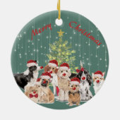 ホリデークリスマス愛犬家グリーメリーンサンタハット セラミックオーナメント (裏面)