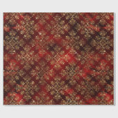 ホリデークリスマス金ゴールドメタリックダマスクエレガント ラッピングペーパー (フラット)