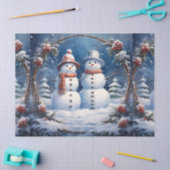 ホリデークリスマス雪だるまカップルの切り離し 薄葉紙 (クラフト)
