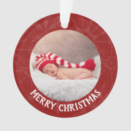 ホリデークリスマス2写真年レッドスノーフレーク オーナメント