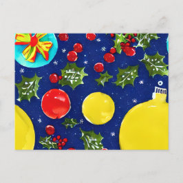 ホリデークリスマス ホーリーとオーナメント ポストカード