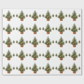 ホリデークリスマミニマルスシンプルカントリーパイン ラッピングペーパー (フラット)