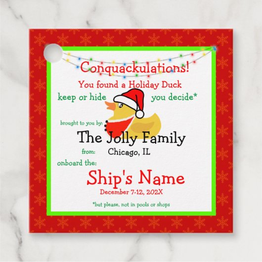 ホリデークルーズダックラベル フェイバータグ (正面)