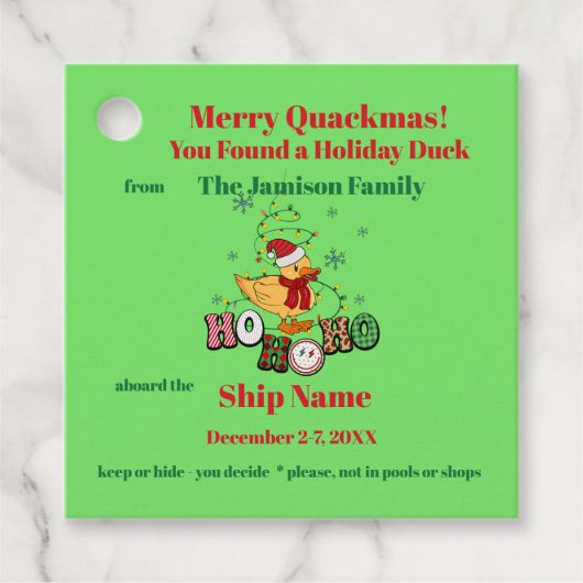 ホリデークルーズダックラベル フェイバータグ (正面)