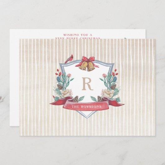 ホリデークレスト-ファミリーモノグラム-クリスマスカード シーズンカード (正面/裏面)