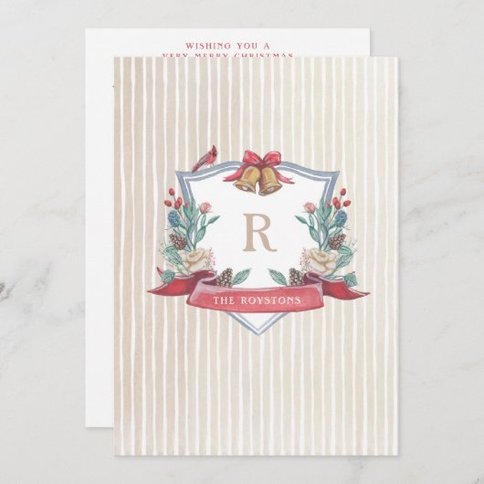 ホリデークレスト-ファミリーモノグラム-クリスマスカード シーズンカード (正面/裏面)