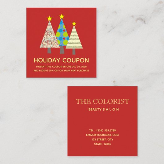ホリデークーポン割引カード スクエア名刺 (正面/裏面)