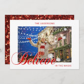 ホリデーク信じリスマスインザ魔法レッド |写真 シーズンカード (正面/裏面)