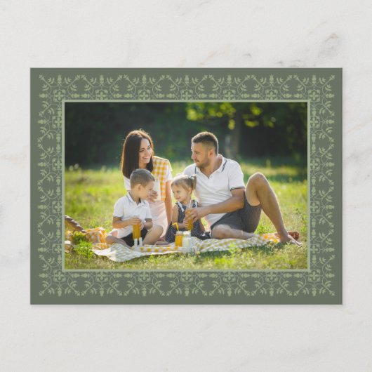 ホリデーグエレガントリーンスノーフレーククラシックの写真1枚 シーズンポストカード (正面)