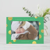 ホリデーグリッター写真カード - ゴールドドット グリーン シーズンカード (スタンド正面)