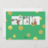 ホリデーグリッター写真カード - ゴールドドット グリーン シーズンカード (裏面)