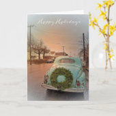 ホリデーグリーティングカードヴィンテージカーメモリリース カード (黄色い花)