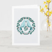 ホリデーグリーティングカード – ハト カード (黄色い花)