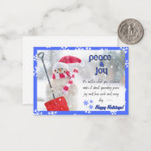 ホリデーグリーティングカード – 平和雪だるま ノートカード (正面/裏面インサイチュ)