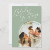 ホリデーグリーティングス ファイブフォト クリスマス セージグリーン (正面)