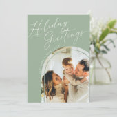 ホリデーグリーティングス ファイブフォト クリスマス セージグリーン (スタンド正面)