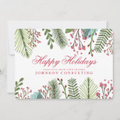 ホリデーグリーティングズウォーターカラーホリー シーズンカード (正面)