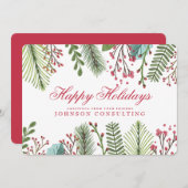 ホリデーグリーティングズウォーターカラーホリー シーズンカード (正面/裏面)