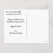 ホリデーグリーティングニューイヤーかわいい鳥の雪の球体 シーズンポストカード (裏面)