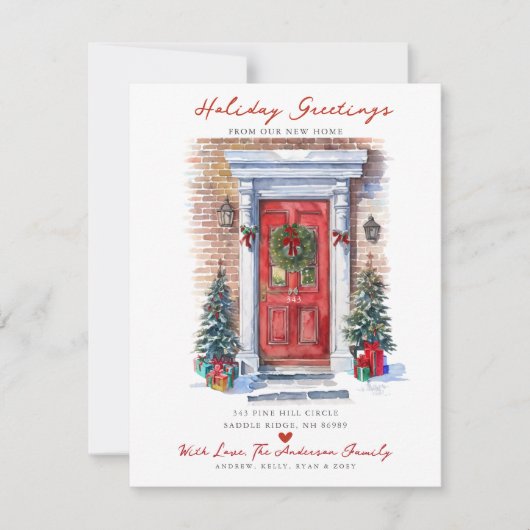ホリデーグリーティングニューホームドア引越しアナウンス 案内状 (正面)