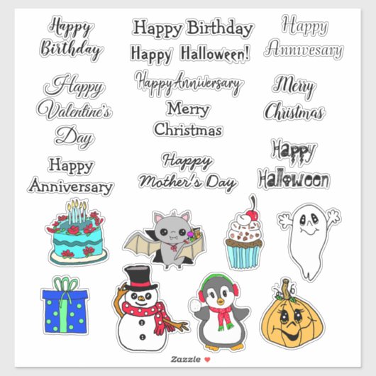 ホリデーグリーティングハロウィーン、クリスマス、誕生日 シール (シート)