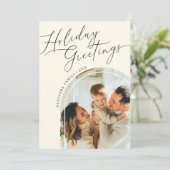ホリデーグリーティングファミリーファイブフォトクリスマス シーズンカード (スタンド正面)