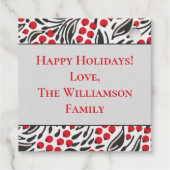 ホリデーグリーティングホリーベリークリスマスモダン フェイバータグ (裏面)