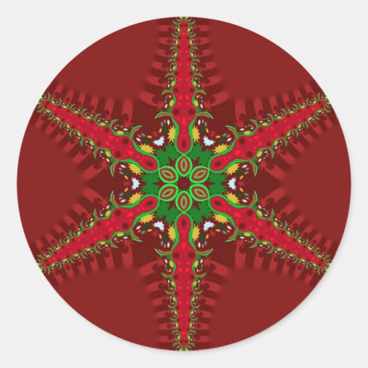 ホリデーグリーティングレッドスター ラウンドシール (正面)