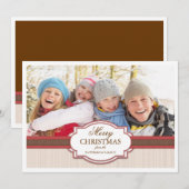 ホリデーグリーティングレッド&タンエレガントフォトカード シーズンカード (正面/裏面)