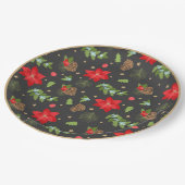 ホリデーグリーナリーアンドポインセチアプレート ペーパープレート (アングル)