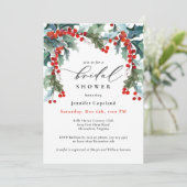 ホリデーグリーナリーウォーターカラーホリーブライダルシャワー 招待状 (スタンド正面)