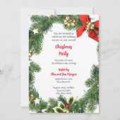 ホリデーグリーンでの楽しいクリスマスパーティー 招待状 (正面)