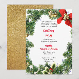 ホリデーグリーンでの楽しいクリスマスパーティー 招待状