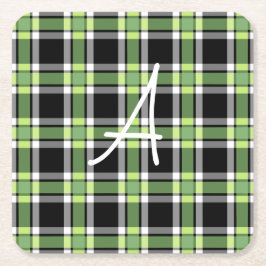 ホリデーグリーンとブラッククリスマスプラモダンイド スクエアペーパーコースター