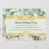 ホリデーグリーンと金ゴールドパーティの招待状 招待状 (正面/裏面)